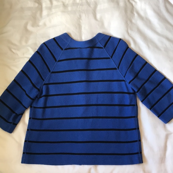 Stizzoli Italian made royal w black sheer stripes boxy crop sleeve cardi EUC - Picture 5 of 7